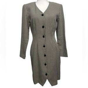 MY MICHELLE / Black & Cream Checker Vintage Corporate Dress / Size 7-8